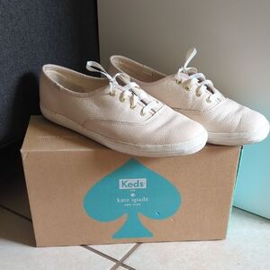 Keds Pale Pink Leather Lace-Up Sneakers